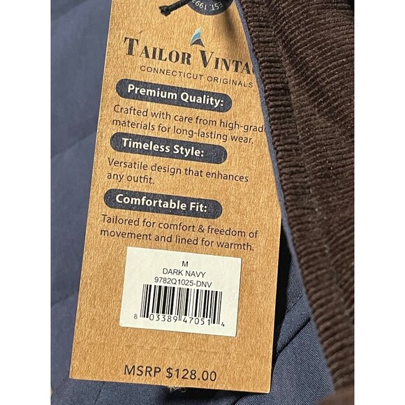 Tailor Vintage Mens Quilted Vest Size Medium Dark Navy Blue - Picture 5 of 7